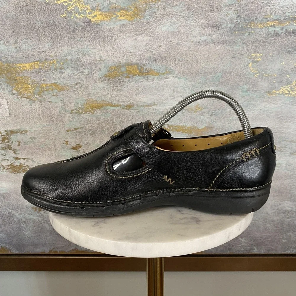 Clarks Unstructured Shoes Womens Size 9 Black Leather Mary Jane Comfort Flats